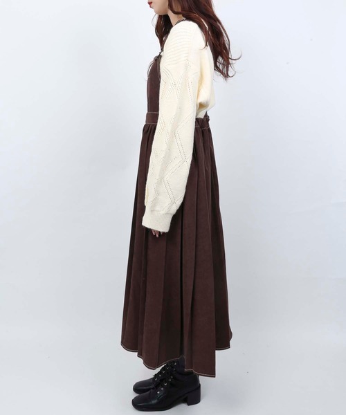 WC（ダブル シー）の「WC/プリーツロングジャンスカ（ジャンパースカート・レディース・ブラウン/ブラック・FREE）」の4枚目の写真