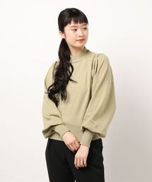 ハイネックパフスリーブニットトップス