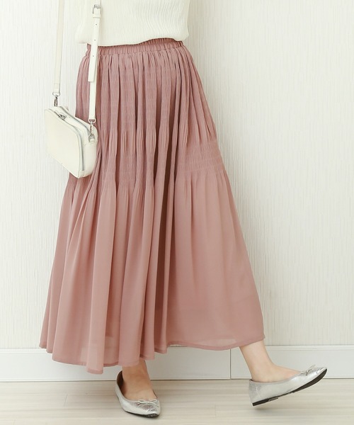 libelle more（リベル モア）の「シフォンジョーゼット　マジョリカプリーツスカート（スカート・レディース・ブルー/ブラック/ピンク/モカ/グレイッシュベージュ・L/M）」の5枚目の写真