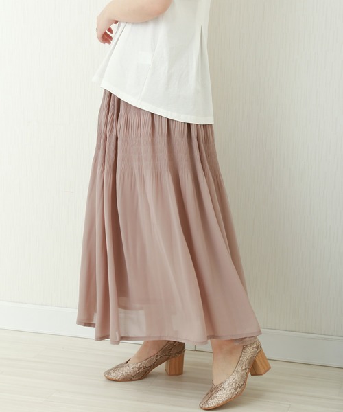 libelle more（リベル モア）の「シフォンジョーゼット　マジョリカプリーツスカート（スカート・レディース・ブルー/ブラック/ピンク/モカ/グレイッシュベージュ・L/M）」の3枚目の写真