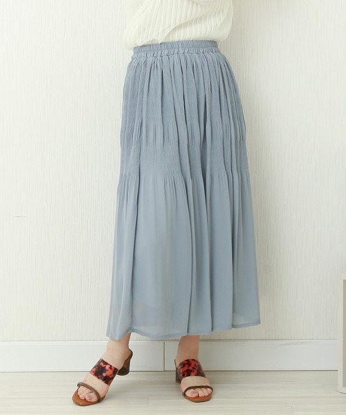 libelle more（リベル モア）の「シフォンジョーゼット　マジョリカプリーツスカート（スカート・レディース・ブルー/ブラック/ピンク/モカ/グレイッシュベージュ・L/M）」の4枚目の写真