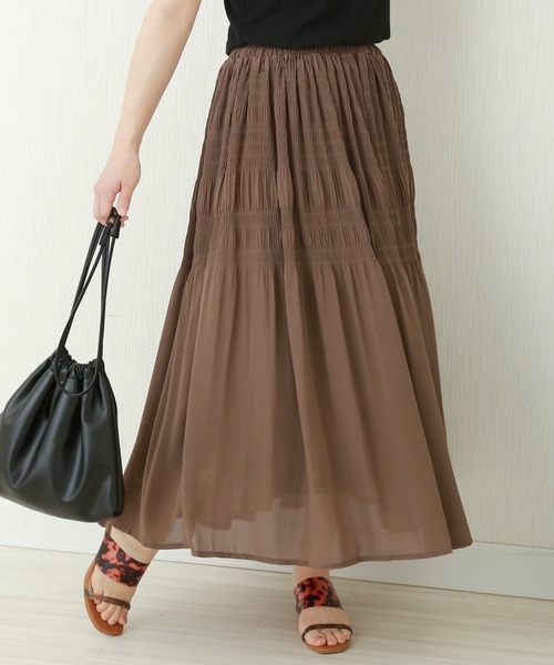 libelle more（リベル モア）の「シフォンジョーゼット　マジョリカプリーツスカート（スカート・レディース・ブルー/ブラック/ピンク/モカ/グレイッシュベージュ・L/M）」の2枚目の写真