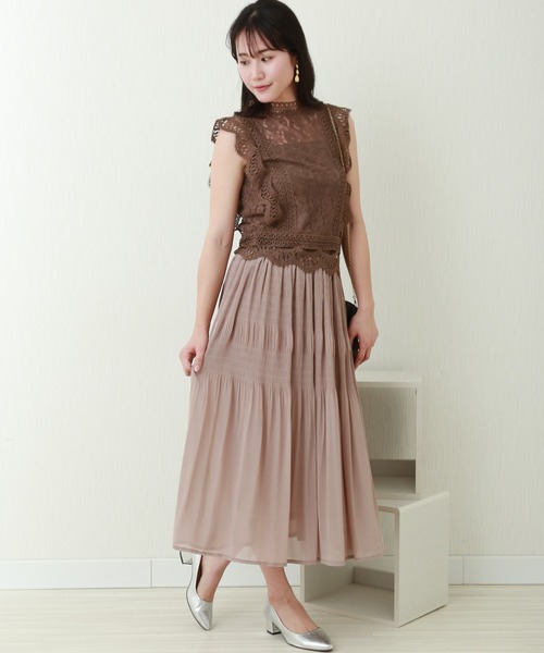 libelle more（リベル モア）の「シフォンジョーゼット　マジョリカプリーツスカート（スカート・レディース・ブルー/ブラック/ピンク/モカ/グレイッシュベージュ・L/M）」の10枚目の写真