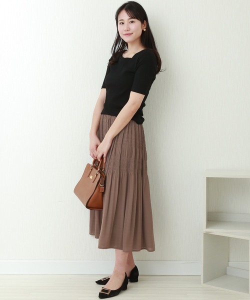 libelle more（リベル モア）の「シフォンジョーゼット　マジョリカプリーツスカート（スカート・レディース・ブルー/ブラック/ピンク/モカ/グレイッシュベージュ・L/M）」の18枚目の写真