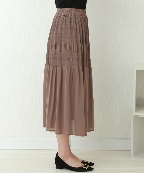 libelle more（リベル モア）の「シフォンジョーゼット　マジョリカプリーツスカート（スカート・レディース・ブルー/ブラック/ピンク/モカ/グレイッシュベージュ・L/M）」の7枚目の写真