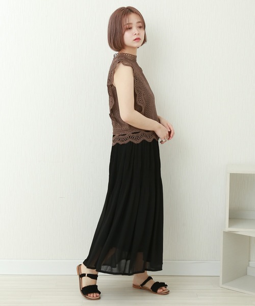 libelle more（リベル モア）の「シフォンジョーゼット　マジョリカプリーツスカート（スカート・レディース・ブルー/ブラック/ピンク/モカ/グレイッシュベージュ・L/M）」の22枚目の写真