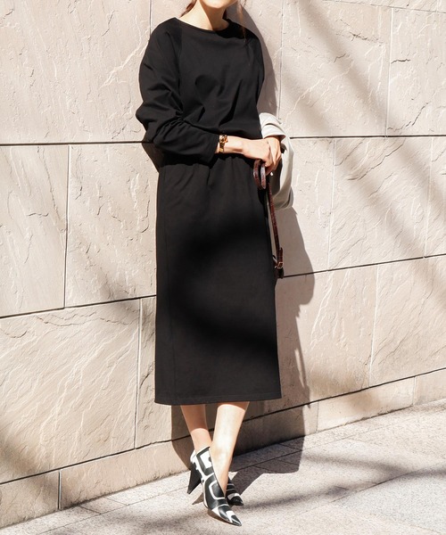 セール カットソー素材ドッキングミモレ丈ワンピース ワンピース Elfrank エルフランク のファッション通販 Zozotown