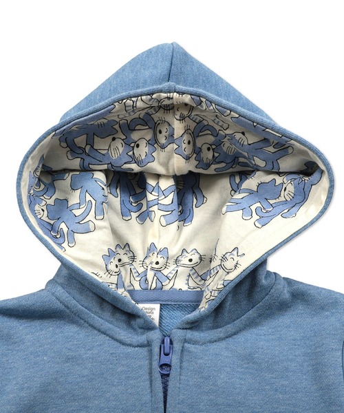 Design Tshirts Store graniph（デザイン　ティーシャツ　ストア　グラニフ）の「ねこの輪(11ぴきのねこ)｜コラボキッズフーデッドジップパーカー(ヘザーブルー)（パーカー・キッズ・ブルー系その他4・90/110/130）」の6枚目の写真
