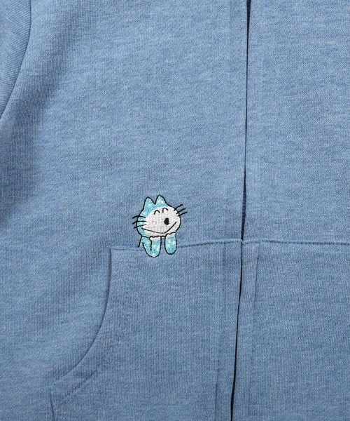 Design Tshirts Store graniph（デザイン　ティーシャツ　ストア　グラニフ）の「ねこの輪(11ぴきのねこ)｜コラボキッズフーデッドジップパーカー(ヘザーブルー)（パーカー・キッズ・ブルー系その他4・90/110/130）」の9枚目の写真