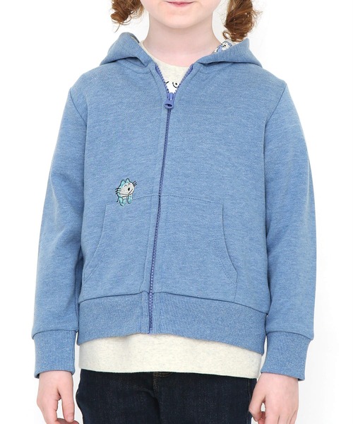Design Tshirts Store graniph（デザイン　ティーシャツ　ストア　グラニフ）の「ねこの輪(11ぴきのねこ)｜コラボキッズフーデッドジップパーカー(ヘザーブルー)（パーカー・キッズ・ブルー系その他4・90/110/130）」の4枚目の写真