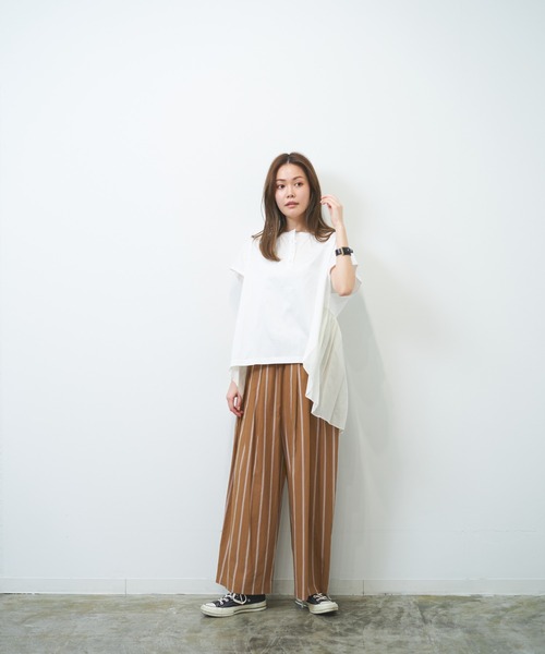 HERENCIA（ヘレンチア）の「マルチストライプ タックイージーパンツ（セットアップ可）（その他パンツ・レディース・ホワイト系その他/ベージュ系その他・MEDIUM）」の5枚目の写真