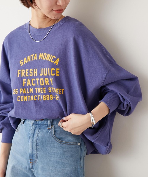 CIAOPANIC TYPY（チャオパニックティピー）の「麻混裏毛ボリュームプリントスウェット（スウェット・レディース・インディゴブルー/オレンジ/チャコールグレー/ホワイト・ONE SIZE）」の3枚目の写真