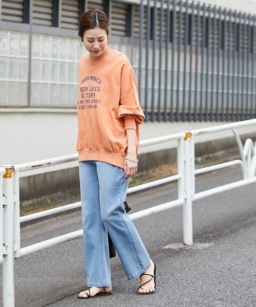 CIAOPANIC TYPY（チャオパニックティピー）の「麻混裏毛ボリュームプリントスウェット（スウェット・レディース・インディゴブルー/オレンジ/チャコールグレー/ホワイト・ONE SIZE）」の7枚目の写真