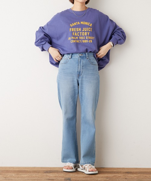 CIAOPANIC TYPY（チャオパニックティピー）の「麻混裏毛ボリュームプリントスウェット（スウェット・レディース・インディゴブルー/オレンジ/チャコールグレー/ホワイト・ONE SIZE）」の18枚目の写真