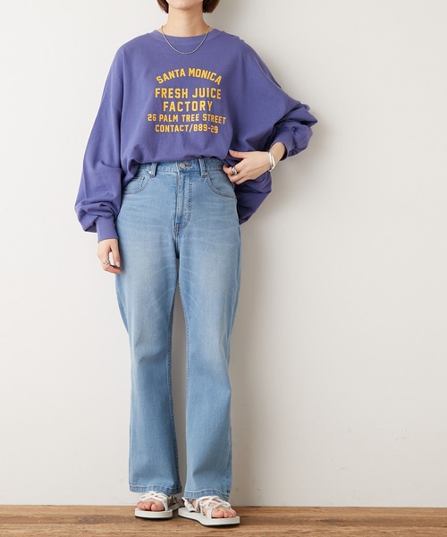 CIAOPANIC TYPY（チャオパニックティピー）の「麻混裏毛ボリュームプリントスウェット（スウェット・レディース・インディゴブルー/オレンジ/チャコールグレー/ホワイト・ONE SIZE）」の15枚目の写真