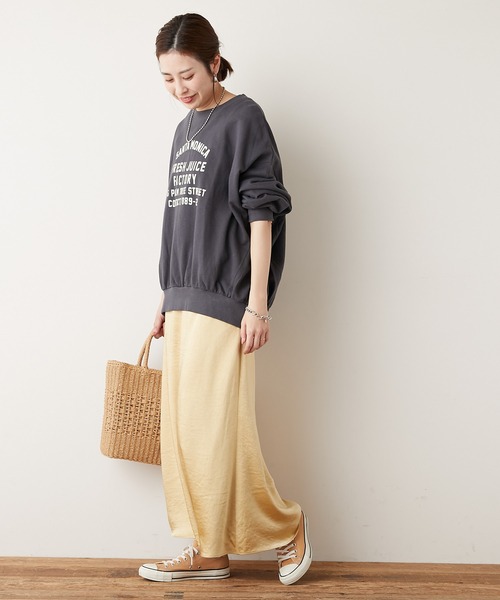 CIAOPANIC TYPY（チャオパニックティピー）の「麻混裏毛ボリュームプリントスウェット（スウェット・レディース・インディゴブルー/オレンジ/チャコールグレー/ホワイト・ONE SIZE）」の17枚目の写真