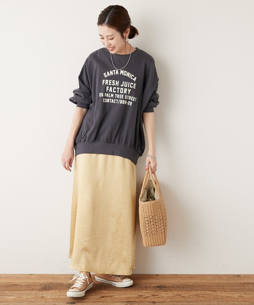 CIAOPANIC TYPY（チャオパニックティピー）の「麻混裏毛ボリュームプリントスウェット（スウェット・レディース・インディゴブルー/オレンジ/チャコールグレー/ホワイト・ONE SIZE）」の14枚目の写真