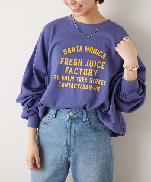 CIAOPANIC TYPY（チャオパニックティピー）の「麻混裏毛ボリュームプリントスウェット（スウェット・レディース・インディゴブルー/オレンジ/チャコールグレー/ホワイト・ONE SIZE）」の21枚目の写真