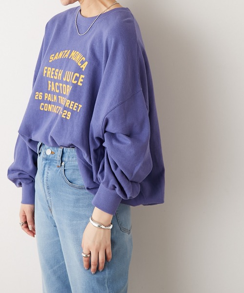 CIAOPANIC TYPY（チャオパニックティピー）の「麻混裏毛ボリュームプリントスウェット（スウェット・レディース・インディゴブルー/オレンジ/チャコールグレー/ホワイト・ONE SIZE）」の6枚目の写真