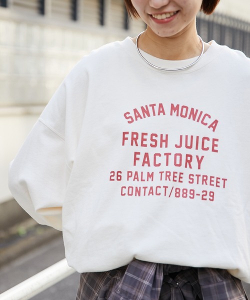 CIAOPANIC TYPY（チャオパニックティピー）の「麻混裏毛ボリュームプリントスウェット（スウェット・レディース・インディゴブルー/オレンジ/チャコールグレー/ホワイト・ONE SIZE）」の9枚目の写真