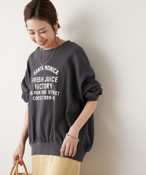 CIAOPANIC TYPY（チャオパニックティピー）の「麻混裏毛ボリュームプリントスウェット（スウェット・レディース・インディゴブルー/オレンジ/チャコールグレー/ホワイト・ONE SIZE）」の5枚目の写真