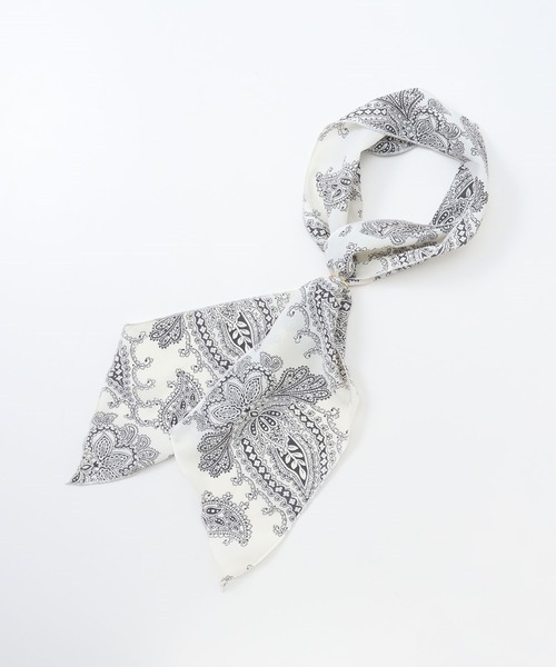 Honeys（ハニーズ）の「リング付スカーフ（バンダナ/スカーフ・レディース・ブルー系その他/ホワイト×ブラック/ブルー系その他2/チャコールグレー×ブラック・FREE）」の5枚目の写真