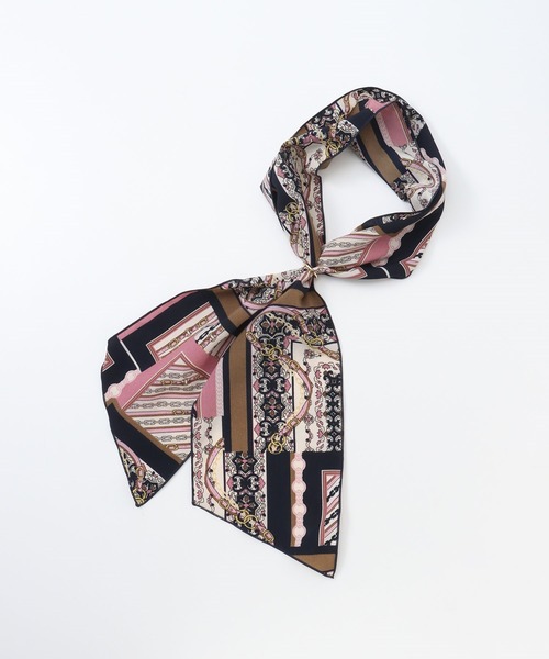 Honeys（ハニーズ）の「リング付スカーフ（バンダナ/スカーフ・レディース・ブルー系その他/ホワイト×ブラック/ブルー系その他2/チャコールグレー×ブラック・FREE）」の6枚目の写真