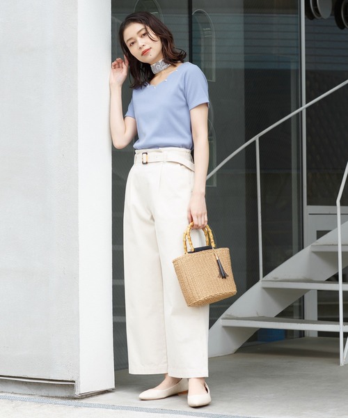 Honeys（ハニーズ）の「リング付スカーフ（バンダナ/スカーフ・レディース・ブルー系その他/ホワイト×ブラック/ブルー系その他2/チャコールグレー×ブラック・FREE）」の8枚目の写真