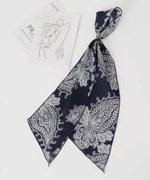 Honeys（ハニーズ）の「リング付スカーフ（バンダナ/スカーフ・レディース・ブルー系その他/ホワイト×ブラック/ブルー系その他2/チャコールグレー×ブラック・FREE）」の9枚目の写真