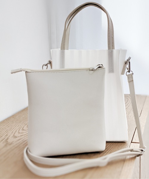 Per sist ence（パーシエンス）の「Per sist ence/パーシエンス　シアープリーツ2WAYトート（トートバッグ・レディース・ホワイト/ブラック/ピンク/ミント・FREE）」の15枚目の写真