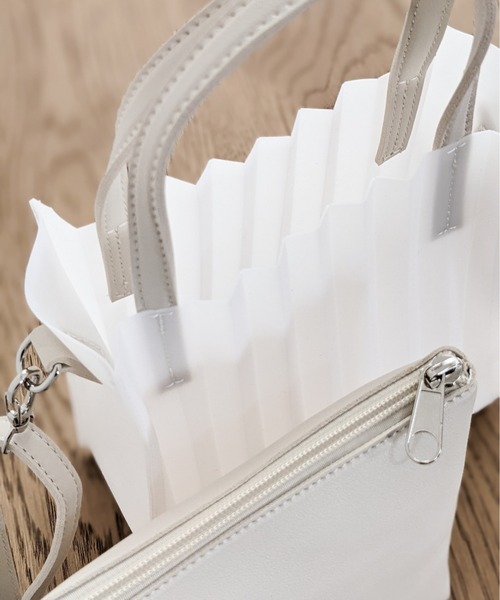 Per sist ence（パーシエンス）の「Per sist ence/パーシエンス　シアープリーツ2WAYトート（トートバッグ・レディース・ホワイト/ブラック/ピンク/ミント・FREE）」の16枚目の写真