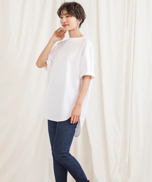 CIENA（シエナ）の「USAコットンラウンドヘムサイドスリットTee（Tシャツ/カットソー・レディース・ホワイト・FREE）」の2枚目の写真