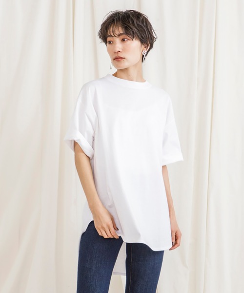 CIENA（シエナ）の「USAコットンラウンドヘムサイドスリットTee（Tシャツ/カットソー・レディース・ホワイト・FREE）」の3枚目の写真