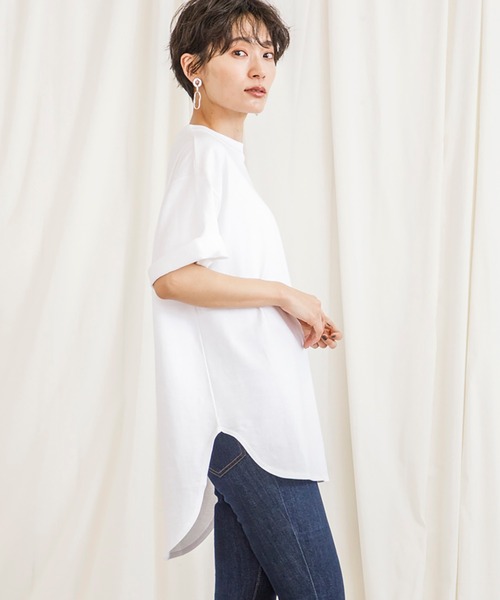 CIENA（シエナ）の「USAコットンラウンドヘムサイドスリットTee（Tシャツ/カットソー・レディース・ホワイト・FREE）」の5枚目の写真