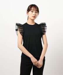 SISLEY | オーガンジーフリル袖ノースリーブカットソー・Tシャツ(Tシャツ/カットソー)