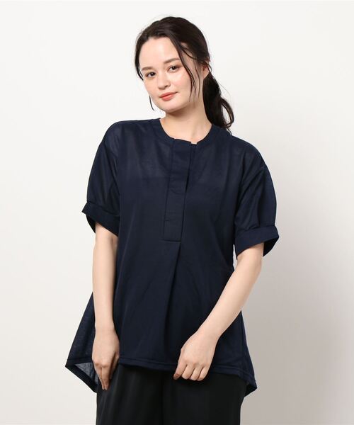 BELLUNA PLUS(ベルーナ)の「シアー素材タックデザインブラウス(シャツ/ブラウス・レディース・ネイビー/カーキ/テラコッタ・MEDIUM/LARGE/X-LARGE)」の12枚目の写真