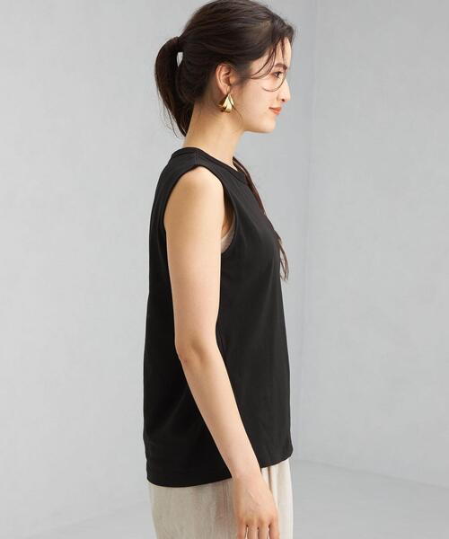 green label relaxing（グリーンレーベルリラクシング）の「CFC バックスリット ノースリーブ プルオーバー カットソー（Tシャツ/カットソー・レディース・ブラック/オレンジ/オフホワイト・FREE）」の7枚目の写真