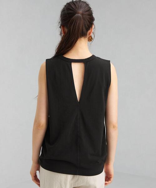 green label relaxing（グリーンレーベルリラクシング）の「CFC バックスリット ノースリーブ プルオーバー カットソー（Tシャツ/カットソー・レディース・ブラック/オレンジ/オフホワイト・FREE）」の8枚目の写真