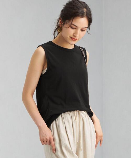 green label relaxing（グリーンレーベルリラクシング）の「CFC バックスリット ノースリーブ プルオーバー カットソー（Tシャツ/カットソー・レディース・ブラック/オレンジ/オフホワイト・FREE）」の9枚目の写真