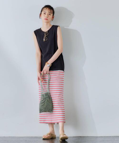 green label relaxing（グリーンレーベルリラクシング）の「CFC バックスリット ノースリーブ プルオーバー カットソー（Tシャツ/カットソー・レディース・ブラック/オレンジ/オフホワイト・FREE）」の4枚目の写真