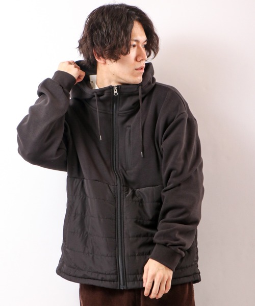 POWER TO THE PEOPLE（パワートゥーザピープル）の「POWER TO THE PEOPLE 中綿切替ジップパーカー（パーカー・メンズ・ブラック/カーキ/オレンジ・LL/M/L）」の2枚目の写真