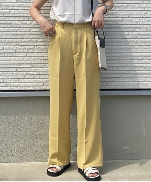 Re:EDIT（リエディ）の「とろみストレッチタックセミルーズスラックス（スラックス・レディース・ブラック/アイボリー/ブルーグリーン/イエロー/キャメル・SHORT/SMALL/MEDIUM/TALL/LARGE）」の4枚目の写真