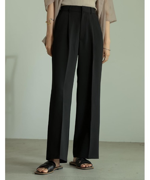 Re:EDIT（リエディ）の「とろみストレッチタックセミルーズスラックス（スラックス・レディース・ブラック/アイボリー/ブルーグリーン/イエロー/キャメル・SHORT/SMALL/MEDIUM/TALL/LARGE）」の2枚目の写真