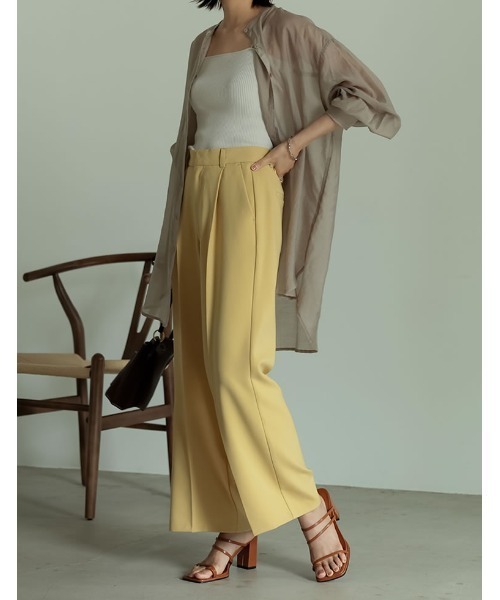 Re:EDIT（リエディ）の「とろみストレッチタックセミルーズスラックス（スラックス・レディース・ブラック/アイボリー/ブルーグリーン/イエロー/キャメル・SHORT/SMALL/MEDIUM/TALL/LARGE）」の18枚目の写真