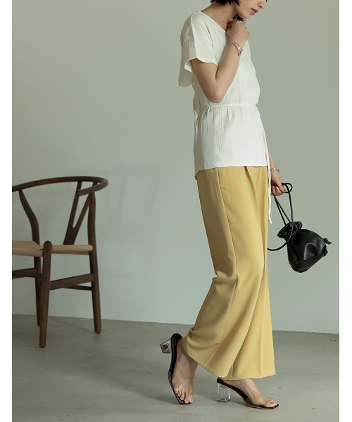 Re:EDIT（リエディ）の「とろみストレッチタックセミルーズスラックス（スラックス・レディース・ブラック/アイボリー/ブルーグリーン/イエロー/キャメル・SHORT/SMALL/MEDIUM/TALL/LARGE）」の9枚目の写真