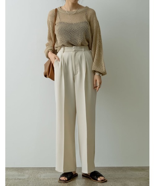 Re:EDIT（リエディ）の「とろみストレッチタックセミルーズスラックス（スラックス・レディース・ブラック/アイボリー/ブルーグリーン/イエロー/キャメル・SHORT/SMALL/MEDIUM/TALL/LARGE）」の12枚目の写真