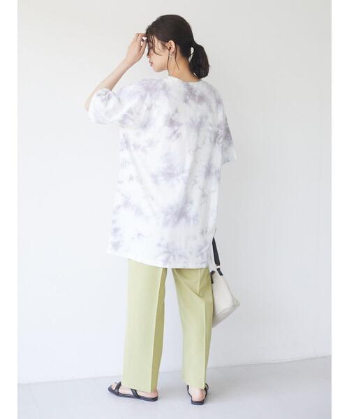 Sugar spoon（シュガースプーン）の「・SUGAR SPOON タイダイTシャツチュニック＊（Tシャツ/カットソー・レディース・オフホワイト/イエロー/グリーン/パープル・FREE）」の7枚目の写真