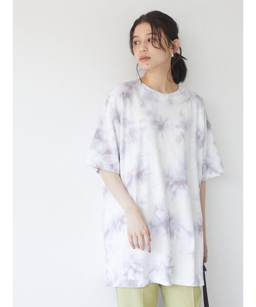 Sugar spoon（シュガースプーン）の「・SUGAR SPOON タイダイTシャツチュニック＊（Tシャツ/カットソー・レディース・オフホワイト/イエロー/グリーン/パープル・FREE）」の10枚目の写真