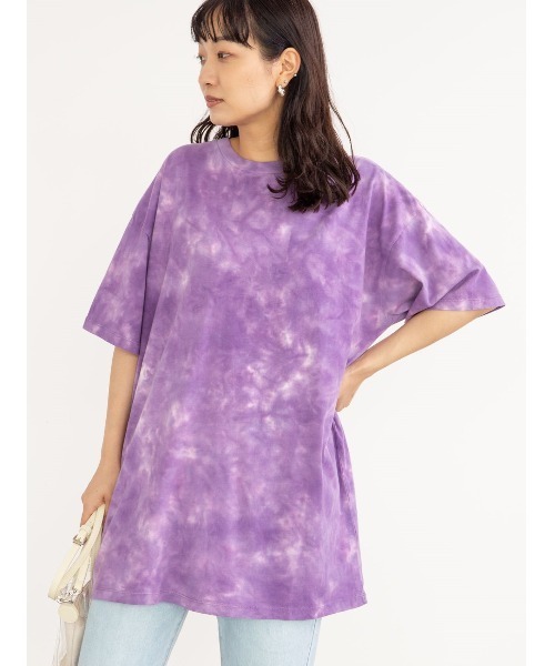 Sugar spoon（シュガースプーン）の「・SUGAR SPOON タイダイTシャツチュニック＊（Tシャツ/カットソー・レディース・オフホワイト/イエロー/グリーン/パープル・FREE）」の4枚目の写真