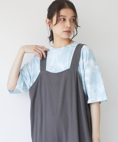 Sugar spoon（シュガースプーン）の「・SUGAR SPOON タイダイTシャツチュニック＊（Tシャツ/カットソー・レディース・オフホワイト/イエロー/グリーン/パープル・FREE）」の3枚目の写真